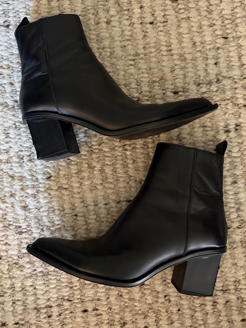 ZARA Black Leather Booties / Boots - Size 39 / 9